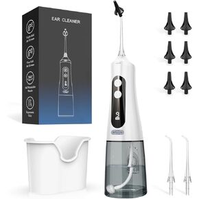 Ear Wax Removal, 9 Water Pressure Modes, Ear Irrigation Flushing System, Ear Cleaner, Earwax Removal Kit for Ear Cleaning with 350ML Larger Water Tank, Water Basin & 6 Spray Heads