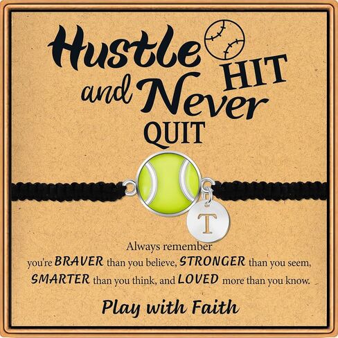 BAYLAY Softball Gifts for Girls - 14K Whited Gold Plated Softball Initial Bracelet Softball Bracelet Christmas Gifts Softsball Gifts for Teen Girls Gifts in Saudi Arabia
