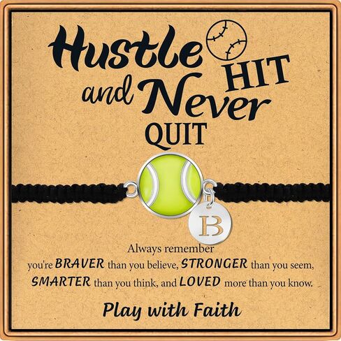 BAYLAY Softball Gifts for Girls - 14K Whited Gold Plated Softball Initial Bracelet Softball Bracelet Christmas Gifts Softsball Gifts for Teen Girls Gifts in Saudi Arabia