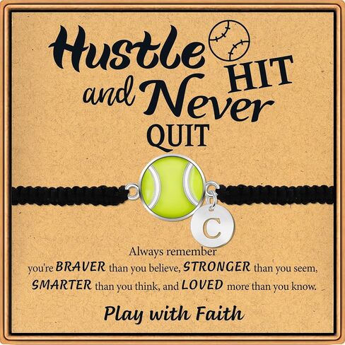 BAYLAY Softball Gifts for Girls - 14K Whited Gold Plated Softball Initial Bracelet Softball Bracelet Christmas Gifts Softsball Gifts for Teen Girls Gifts in Saudi Arabia