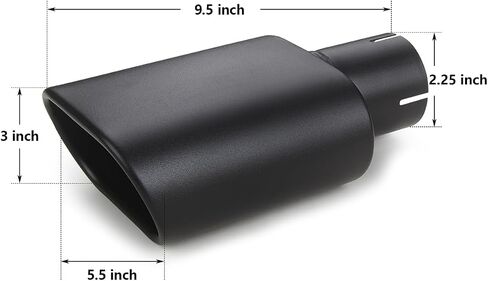 Square Exhaust Tip 2.5" Inlet, A-KARCK Black Coating Rectangle Exhaust Tailpipe Tip 3" x 5.5" Outlet 9.5" Long, Clamp on Design in Saudi Arabia