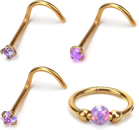 4pcs Stainless Steel Nose Rings, L Shaped Nose Studs Steel Hinged Clicker Segment Jewelry Rings Hoop for Nostril Septum Cartilage Helix Rook Earlobe Lip Piercings in Saudi Arabia