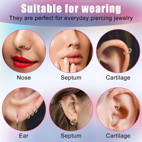 4pcs Stainless Steel Nose Rings, L Shaped Nose Studs Steel Hinged Clicker Segment Jewelry Rings Hoop for Nostril Septum Cartilage Helix Rook Earlobe Lip Piercings in Saudi Arabia
