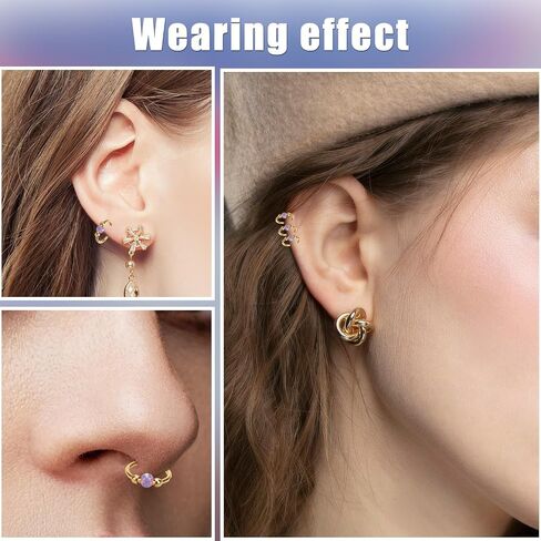 4pcs Stainless Steel Nose Rings, L Shaped Nose Studs Steel Hinged Clicker Segment Jewelry Rings Hoop for Nostril Septum Cartilage Helix Rook Earlobe Lip Piercings in Saudi Arabia