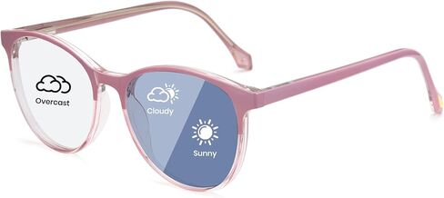 Cyxus Photochromic Glasses for Women Men UV Protection with Blue Light Blocking Retro Round Frame 8193 in Kuwait