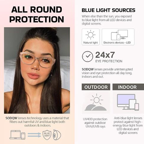 Designer Blue Light Blocking Glasses for Women Cat Eye Frame Reduce Eyestrain Computer Glasses for Gaming/TV in Saudi Arabia