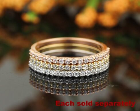 GNGJewel Solid 10K White,Yellow OR Rose Gold Stackable Simulated Diamond Wedding Band in Saudi Arabia