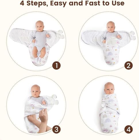 PHF 100% Cotton Baby Swaddle Sleep Sacks for Newborn, 3 Pack Baby Swaddles 0-6 Months for Baby Boys and Girls, Swaddle Sack Easy Adjustable, Baby Swaddle Blanket Wrap, Baby Essentials (Floral) in Kuwait