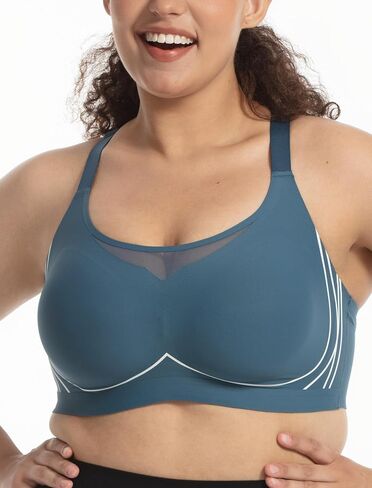 Women Racerback Sports Bra Sexy Mesh Impact Support Bras Adjustable Wide Straps Padded Workout Yoga Bra in Saudi Arabia