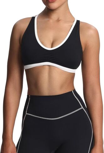 Aoxjox Women's Workout Sports Bras Fitness Backless Padded Rory Ruched Bra Yoga Crop Tank Top in Saudi Arabia