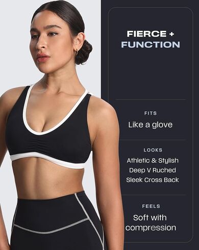 Aoxjox Women's Workout Sports Bras Fitness Backless Padded Rory Ruched Bra Yoga Crop Tank Top in Saudi Arabia
