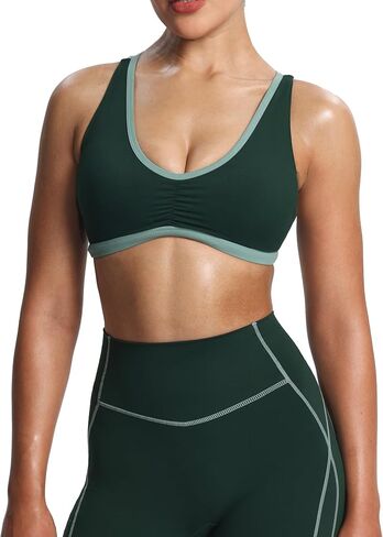 Aoxjox Women's Workout Sports Bras Fitness Backless Padded Rory Ruched Bra Yoga Crop Tank Top in Saudi Arabia