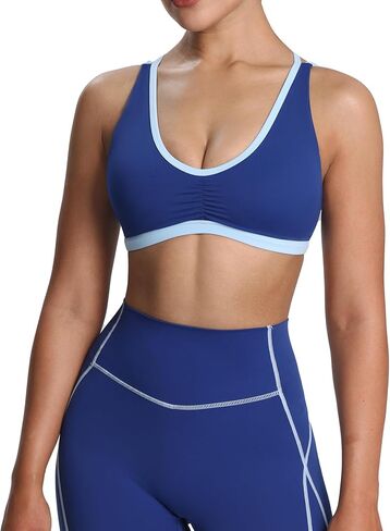 Aoxjox Women's Worling Sports Bras Fitness Litbless Rory Ruched Bra Yoga Crop Top Top in Saudi Arabia