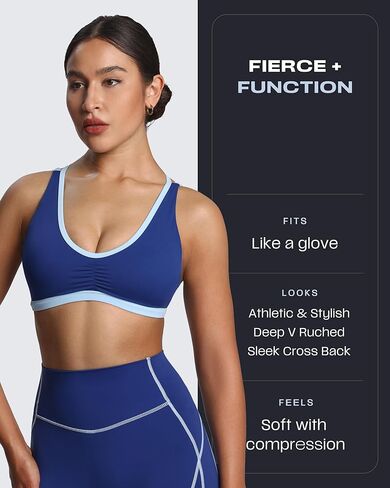 Aoxjox Women's Worling Sports Bras Fitness Litbless Rory Ruched Bra Yoga Crop Top Top in Saudi Arabia
