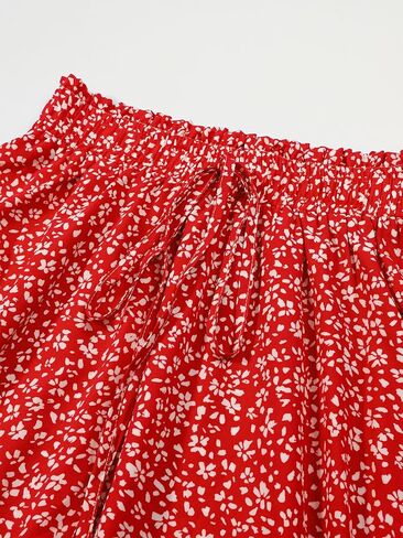 Long Skirts for Women High Elastic Waist Skirt Casual Summer Fake Drawstring Floral Pleated A Line Boho Cute Skirts 8627 in Saudi Arabia