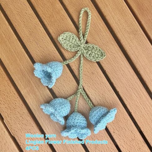 Mandark Car Mirror Hanging Accessories, Lily Flower Handmade Knitted Vehicle Rear View Mirror Pendant, Crochet Flower Auto Interior Rearview Mirror Ornament, Universal for Most Cars (Blue) in Saudi Arabia