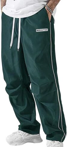 Yimoon Men's Parachute Pants Y2k Baggy Sweatpants Drawstring Wide Leg Casual Pants Streetwear in Saudi Arabia