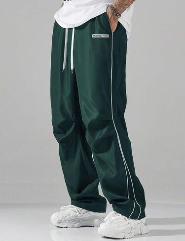Yimoon Men's Parachute Pants Y2k Baggy Sweatpants Drawstring Wide Leg Casual Pants Streetwear in Saudi Arabia