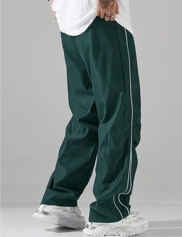 Yimoon Men's Parachute Pants Y2k Baggy Sweatpants Drawstring Wide Leg Casual Pants Streetwear in Saudi Arabia