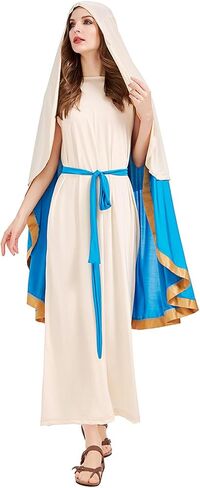 Virgin Mary Costume for Women, Adult Biblical Dress with Cape, Renaissance Religious Robe Outfit for Church Cosplay in Saudi Arabia