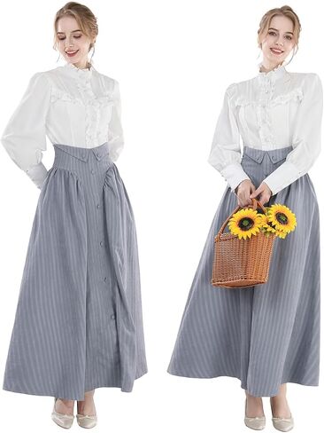 CR ROLECOS Edwardian Victorian Dress for Women 1800s Renaissance Ball Gown Costume with Pockets in Saudi Arabia
