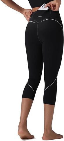baleaf Freeleaf Broadway High Waist Capris Leggings with Pockets, Dance Yoga Workout Running Casual Summer Pants for Women in Saudi Arabia