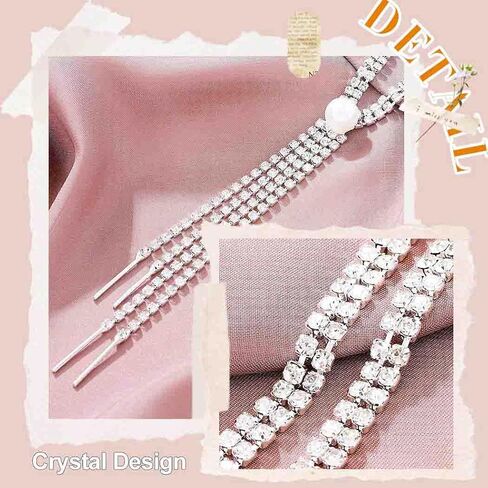 Zoestar Rhinestone Necklace Jewelry Silver Long Stain in Kuwait