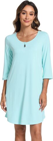 Women's Nightgowns 3/4 Sleeve Scoopneck Sleep Shirt with Pockets, Bamboo-derived Viscose in Saudi Arabia