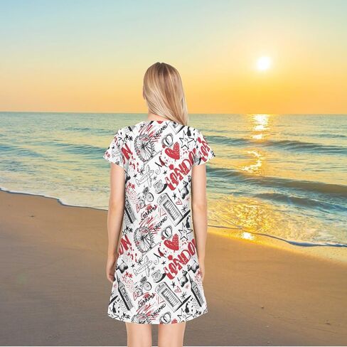 Naanle Chic Beautiful Pattern Women's Comfy Nightgown Short Sleeve Daily Loose Girls Nightshirts Loungewear PJs Dress S-XXL in Saudi Arabia