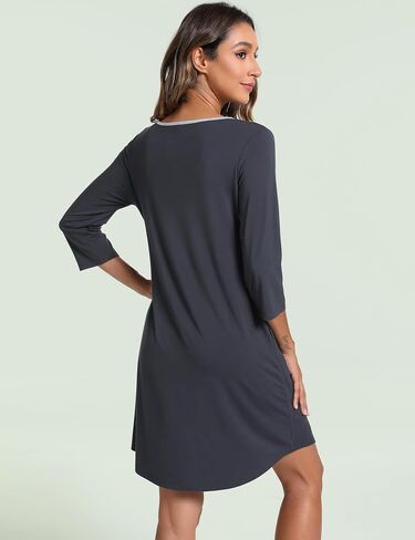 Women's Nightgowns 3/4 Sleeve Scoopneck Sleep Shirt with Pockets, Bamboo-derived Viscose in Saudi Arabia
