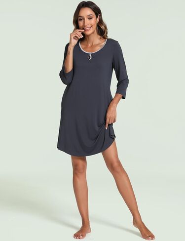 Women's Nightgowns 3/4 Sleeve Scoopneck Sleep Shirt with Pockets, Bamboo-derived Viscose in Saudi Arabia