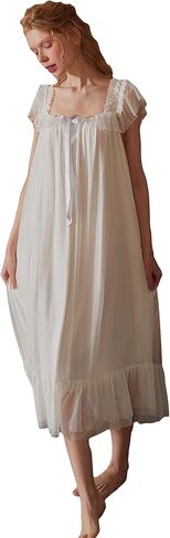Women's Vintage Victorian Nightgown Summer Sleepwear Sleeveless Lounge Dress in Kuwait