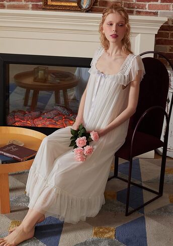 Women's Vintage Victorian Nightgown Summer Sleepwear Sleeveless Lounge Dress in Kuwait