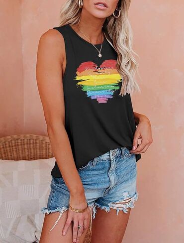 Pride Tank Top for Women Rainbow Graphic Shirt Kindness Equality Peace Love Inclusion Diversity Hope Sleeveless Tops in Kuwait