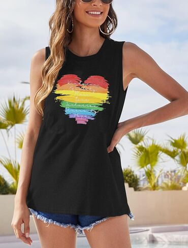 Pride Tank Top for Women Rainbow Graphic Shirt Kindness Equality Peace Love Inclusion Diversity Hope Sleeveless Tops in Kuwait