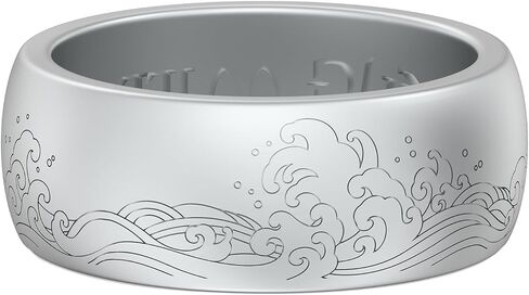 King Will Silicone Mens Ring - Breathable Wedding Bands for Men 8mm Wide Rubber Engagement Band, Geometry/Waves with Design, Comfort Fit Ring- 1/4/6 Variety Multipack Silver/Dark Blue/Grey Size 8-14 in Saudi Arabia