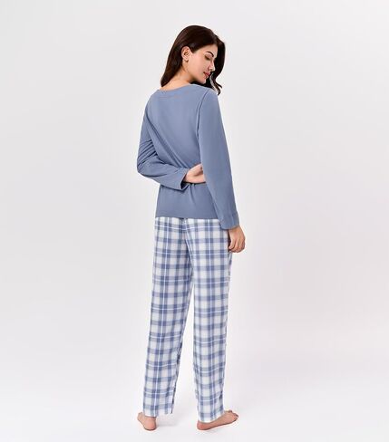 DAVID ARCHY 100% Cotton Pajamas Sets for Women Soft Flannel Lounge Sets for Women Long Sleeve Pjs Loungewear Sleepwear Comfy in Saudi Arabia
