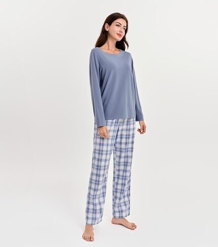 DAVID ARCHY 100% Cotton Pajamas Sets for Women Soft Flannel Lounge Sets for Women Long Sleeve Pjs Loungewear Sleepwear Comfy in Saudi Arabia