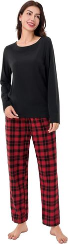 DAVID ARCHY 100% Cotton Pajamas Sets for Women Soft Flannel Lounge Sets for Women Long Sleeve Pjs Loungewear Sleepwear Comfy in Saudi Arabia