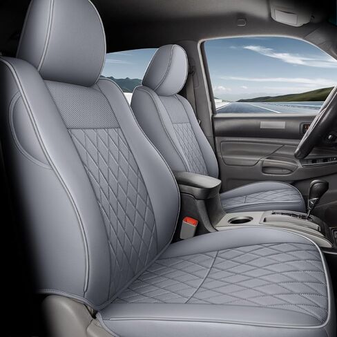 Coverado Tacoma Seat Covers Full Set, Faux Leather Seat Covers Custom Fit for 2005-2023 Toyota Tacoma Double/Crew Cab Base Prerunner SR5 Limited TRD Sport Interior Covers (Gray) in Saudi Arabia
