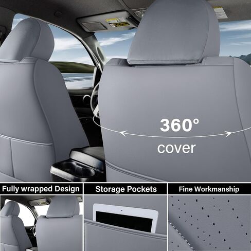 Coverado Tacoma Seat Covers Full Set, Faux Leather Seat Covers Custom Fit for 2005-2023 Toyota Tacoma Double/Crew Cab Base Prerunner SR5 Limited TRD Sport Interior Covers (Gray) in Saudi Arabia