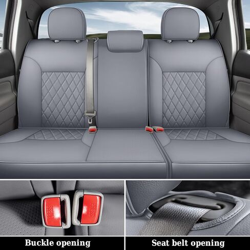 Coverado Tacoma Seat Covers Full Set, Faux Leather Seat Covers Custom Fit for 2005-2023 Toyota Tacoma Double/Crew Cab Base Prerunner SR5 Limited TRD Sport Interior Covers (Gray) in Saudi Arabia