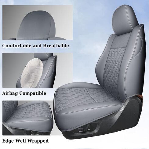 Coverado Tacoma Seat Covers Full Set, Faux Leather Seat Covers Custom Fit for 2005-2023 Toyota Tacoma Double/Crew Cab Base Prerunner SR5 Limited TRD Sport Interior Covers (Gray) in Saudi Arabia