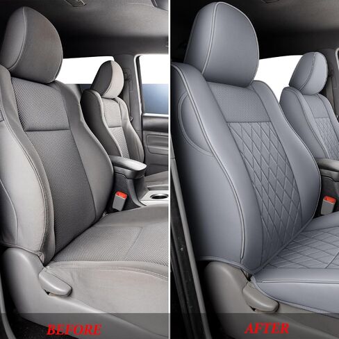 Coverado Tacoma Seat Covers Full Set, Faux Leather Seat Covers Custom Fit for 2005-2023 Toyota Tacoma Double/Crew Cab Base Prerunner SR5 Limited TRD Sport Interior Covers (Gray) in Saudi Arabia