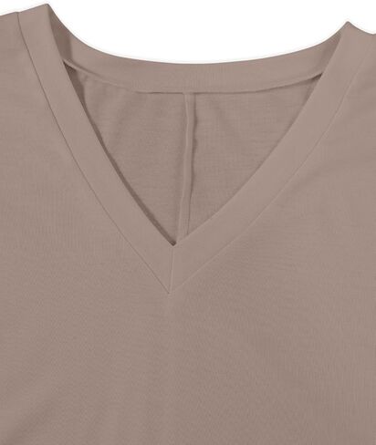 Remidoo Women's Side Slit Rolled Short Sleeve Tee V Neck Loose Fit Tunic T Shirt Top in Saudi Arabia