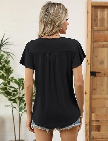 LOMON Womens Summer Tops Dressy Casual Ruffle Short Sleeve Flowy Tunic Shirts Cute Round Neck Blouses in Saudi Arabia