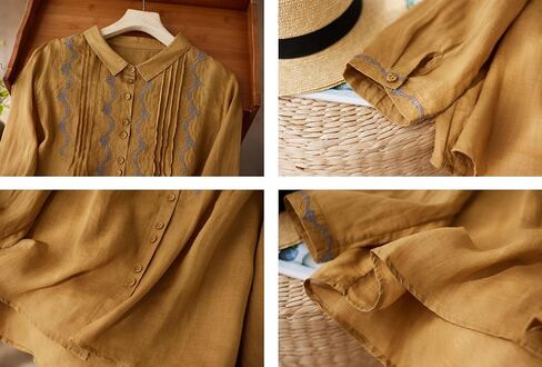 Women's Stand collar 3/4 Sleeve Button-up Tunic Blouse in Saudi Arabia