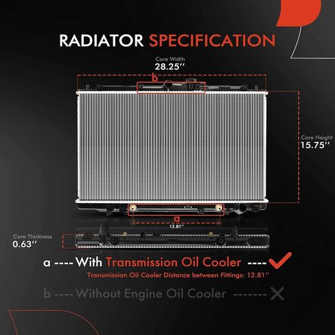 A-Premium Engine Coolant Radiator Assembly with Transmission Oil Cooler Compatible with Honda Accord 1998-2002 V6 3.0L & Acura TL 1999-2001 V6 3.2L, Automatic Trans. in Saudi Arabia