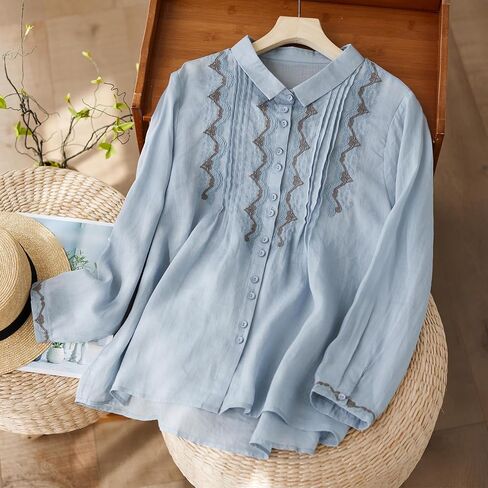 Women's Stand collar 3/4 Sleeve Button-up Tunic Blouse in Saudi Arabia