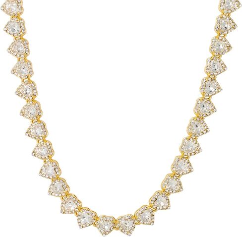 Luxurious Iced Out 10mm Ladies Heart Cluster Chains - Elegant Jewelry with Simulated Diamonds and Cubic Zirconia in Durable Alloy - in 14k Gold or Silver Tone Finish - Single Chain and Chains Combo in Saudi Arabia